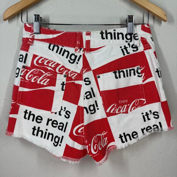 Women's Coca-Cola Red, White,‎ Black Raw Hem Shorts Size S - Picture 5 of 6
